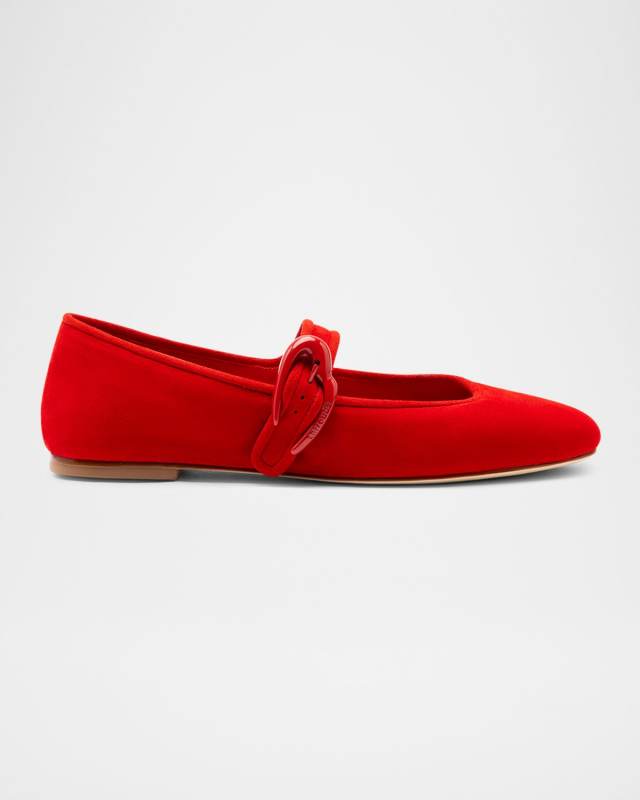 Verona Suede Mary Jane Ballerina Flats